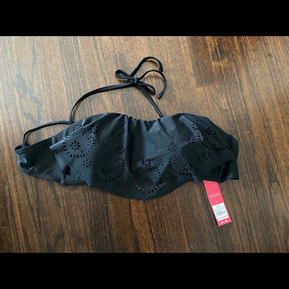 Black Flounce Swim Top